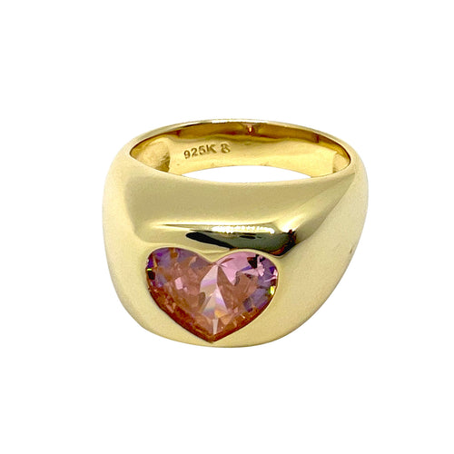 Gold Pink Heart Ring