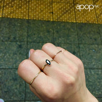 Gold-Dipped Marquise Black Stone Ring