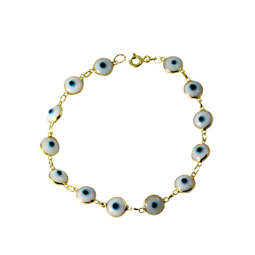 Gold-Dipped Blue White Evil Eye Bracelet