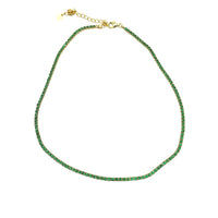 Gold Green Stone Tennis Necklace Choker Style