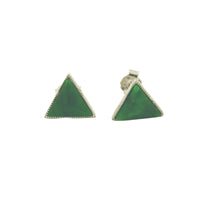 Green Stone Triangle Pyramid Stud Earrings