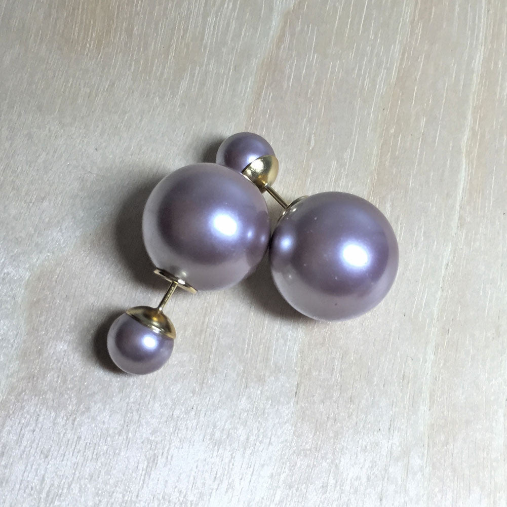 Double Pearl Earrings Sterling Silver Post