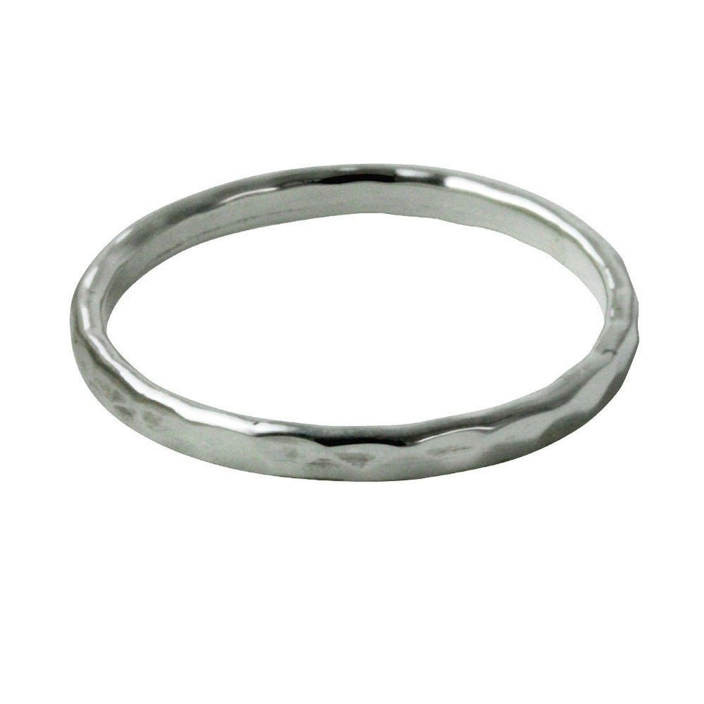 "Disko" Sterling Silver Hammered-Style Thin Band Ring