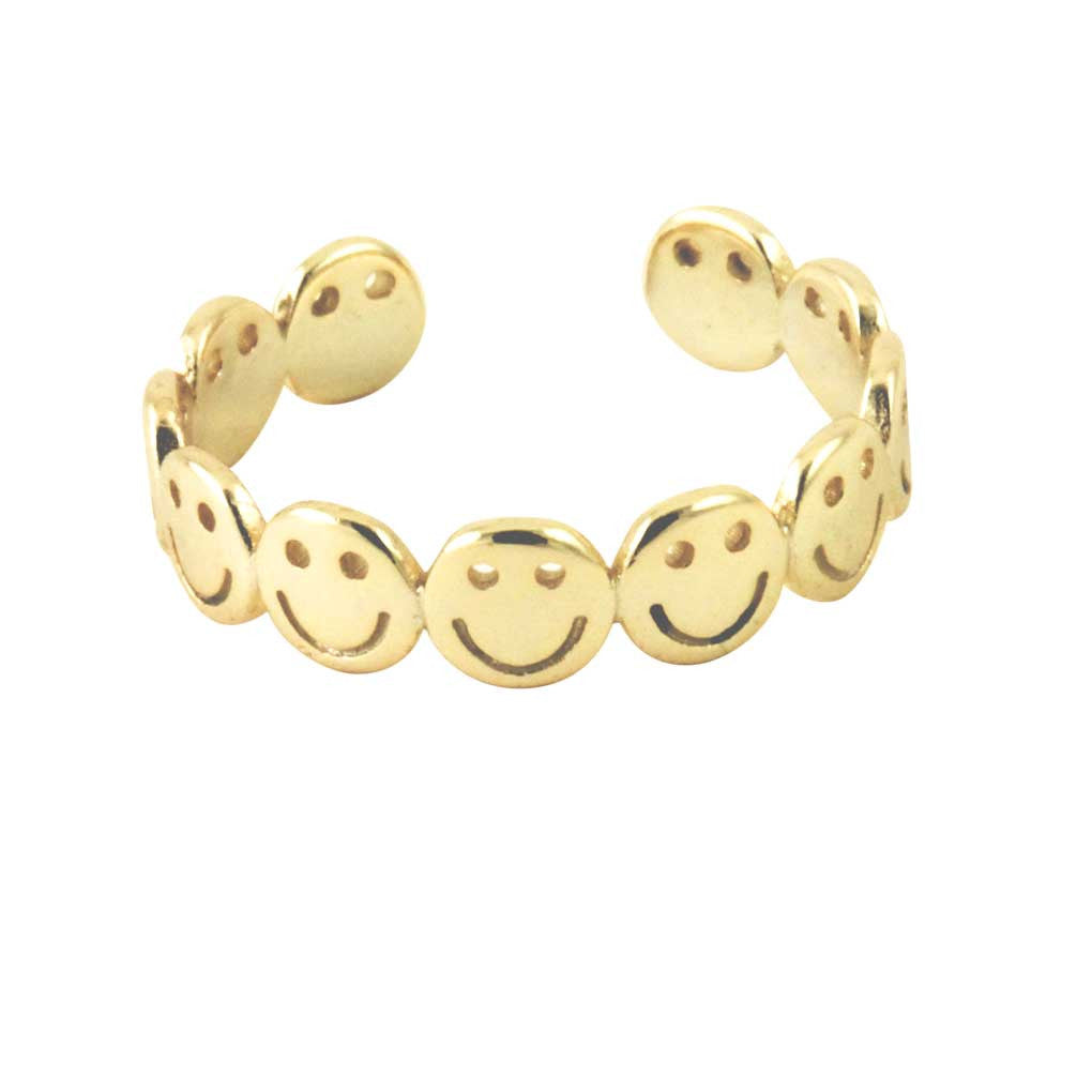 Sterling Happy Face Band Ring