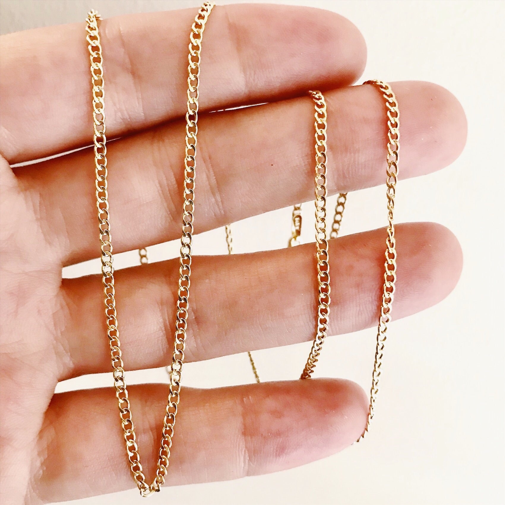 14k Gold Curb Cuban Style Chain Necklace