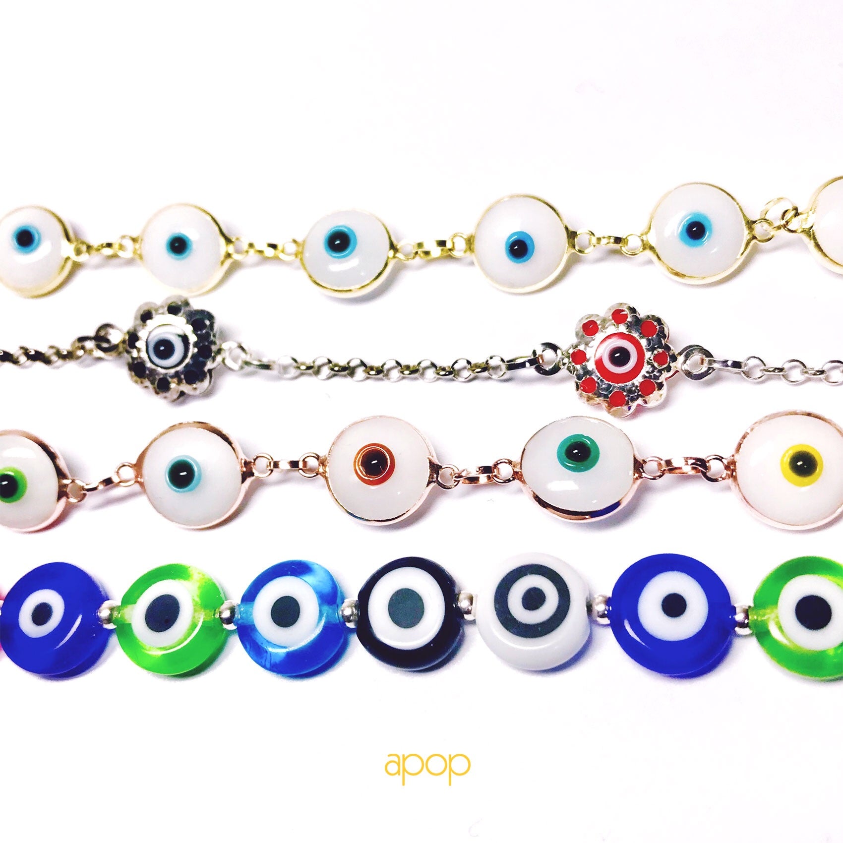 Silver Multicolor Colorful Evil Eye Bracelet
