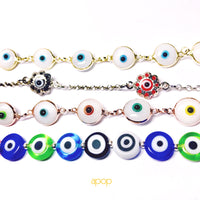 Silver Multicolor Colorful Evil Eye Bracelet