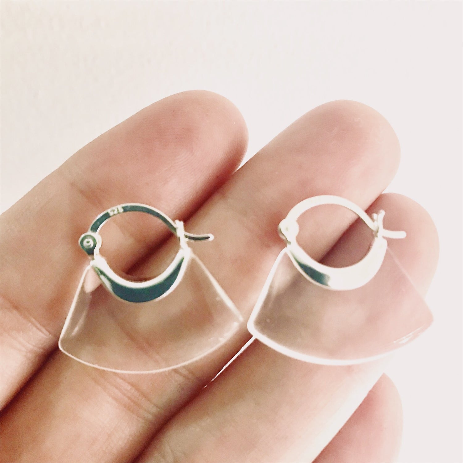 Sterling Silver Lucite Hoop Earrings