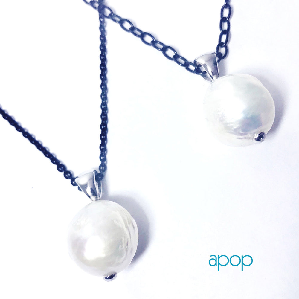 Sterling Globe Pearl Pendant Necklace