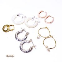Sterling Silver Round Pearl Hoop Earrings