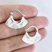 Sterling Silver Pearl Blade Hoop Earrings