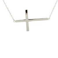 Sterling Silver Sideways Large Cross Necklace