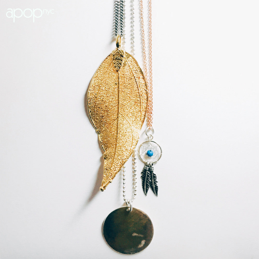 Gold-Dipped Large Round Disc Medallion Necklace // Mixed Metals