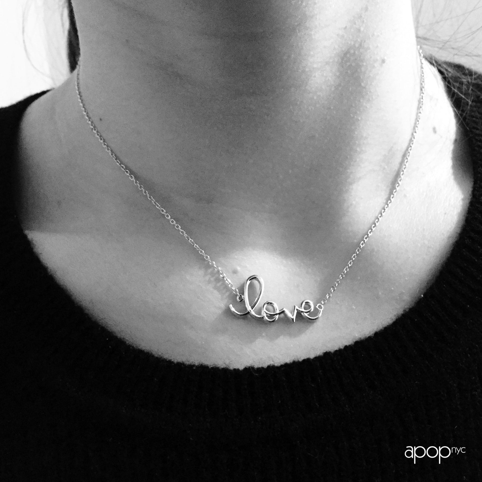 Gold-Dipped Cursive "Love" Pendant Necklace