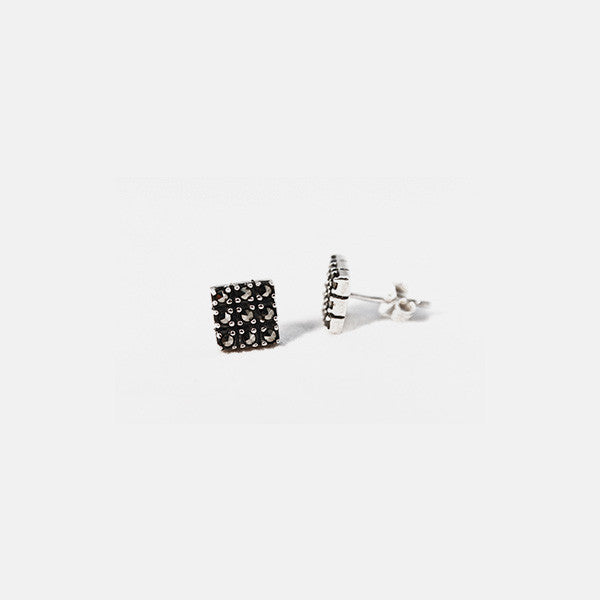 Square Sterling Silver Marcasite Cluster Earrings