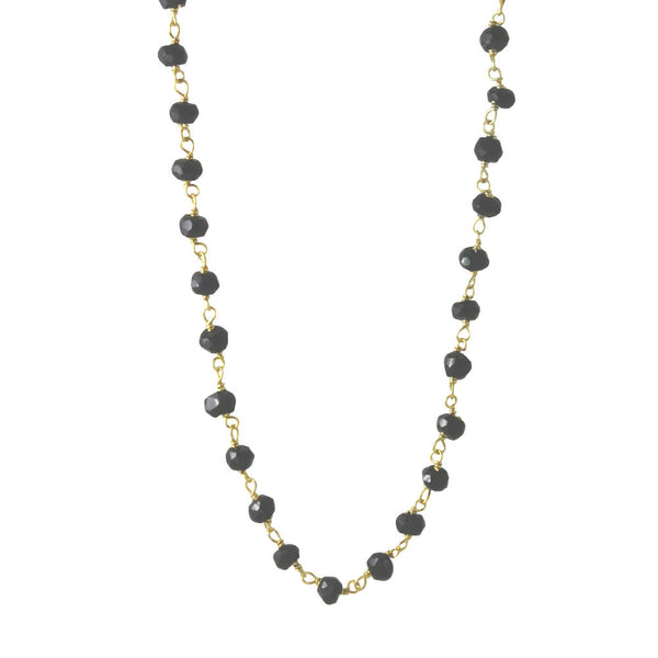 Mini Black Stone Onyx Chain Station Necklace 16 inch 18 inch