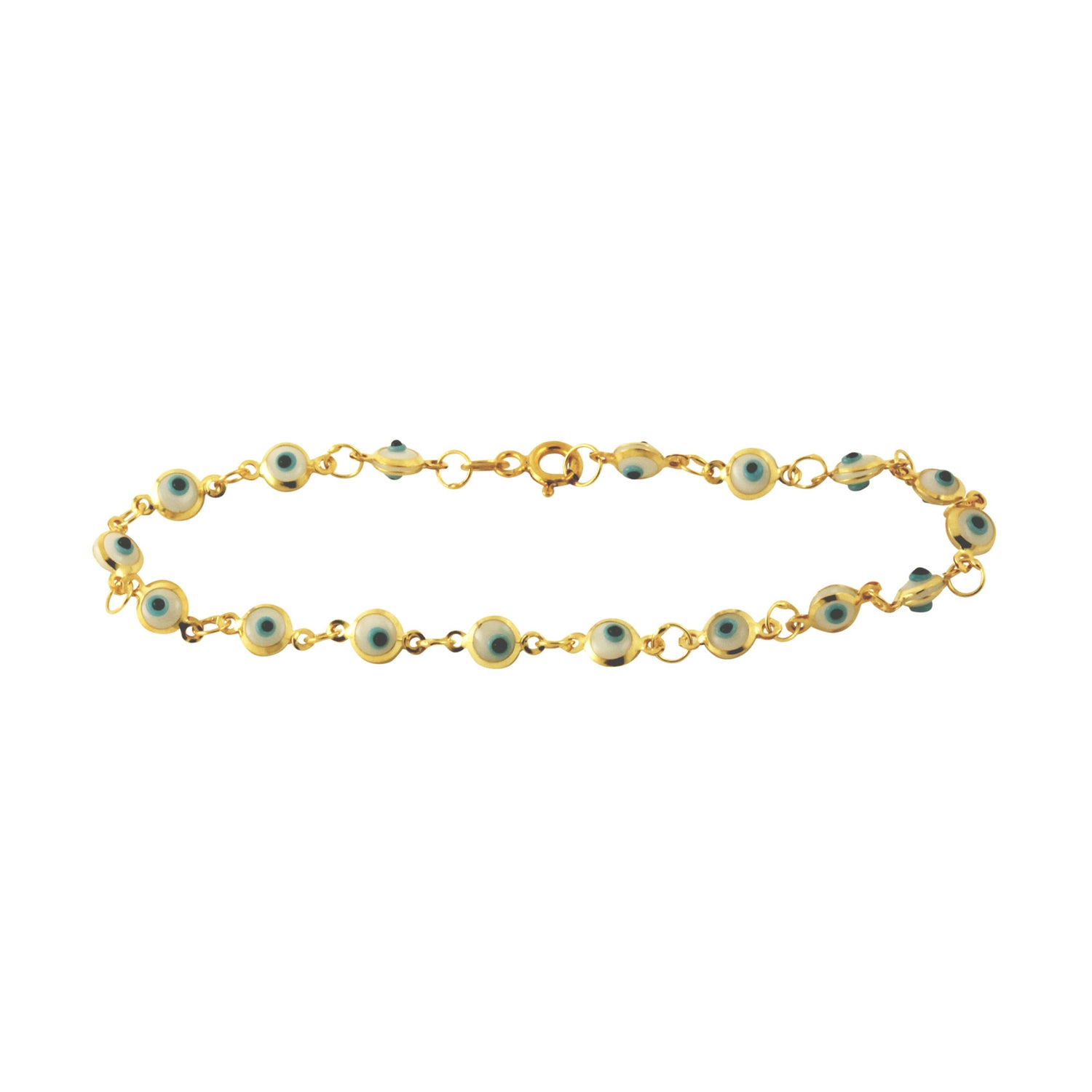 Mini Gold-Dipped Blue White Evil Eye Bracelet