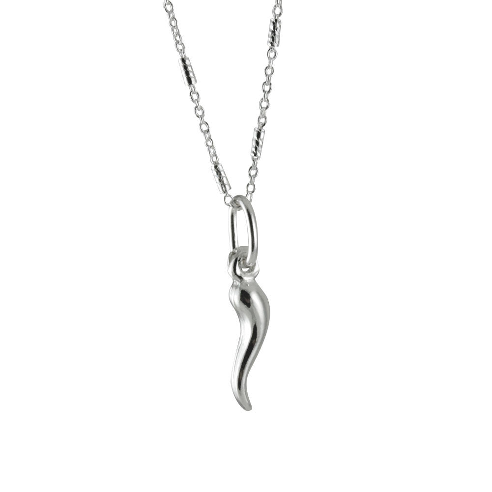 "Tiny Cornicello" Sterling Silver Mini Horn Pendant Necklace