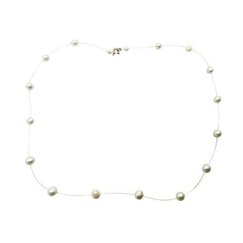 Floating Pearl Necklace 14k Clasp