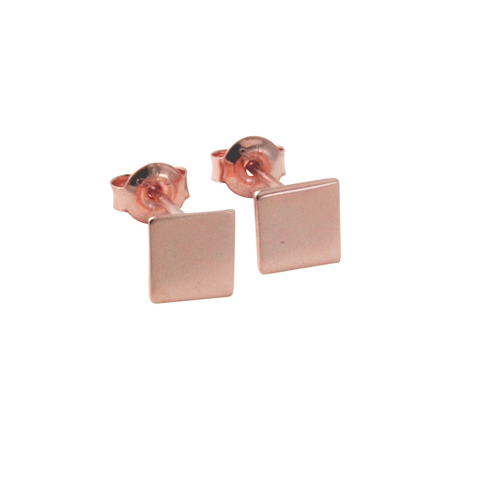 "Tic Tac" Rosy Mini Square Stud Earrings