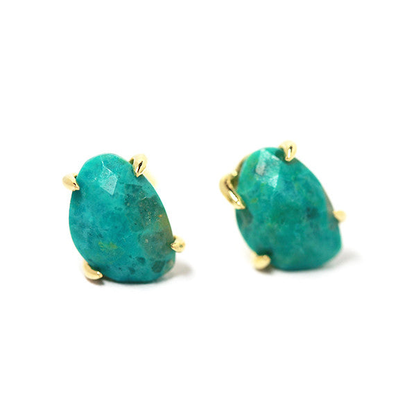 Gold-Dipped Mini "Turkoise" Stud Claw Earrings