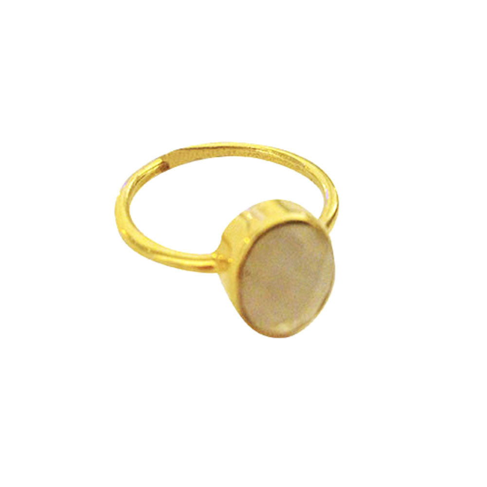 Gold-Dipped "Moonstone" White Stone Ring