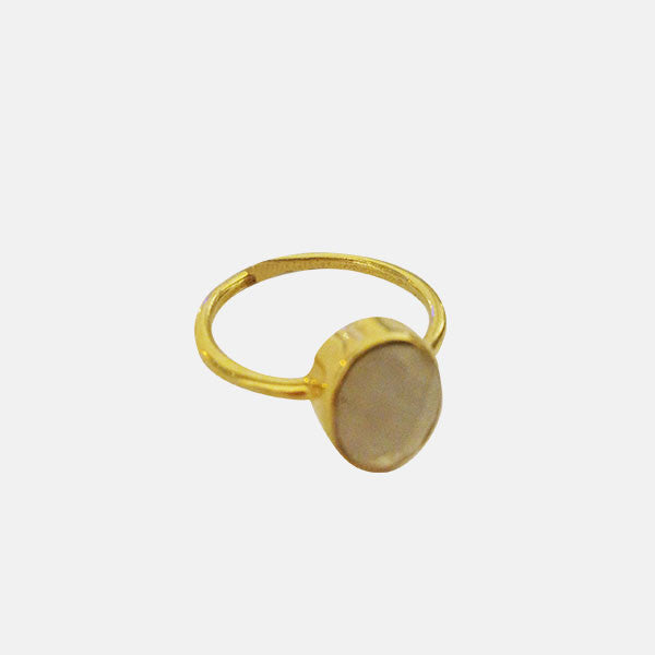 Gold-Dipped "Moonstone" White Stone Ring