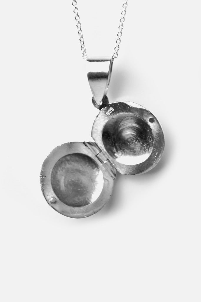 Sterling Silver Round Mini Locket Charm & Chain