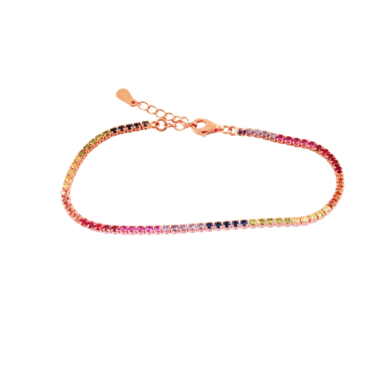 Sterling Silver Multicolor Rainbow CZ Tennis Bracelet