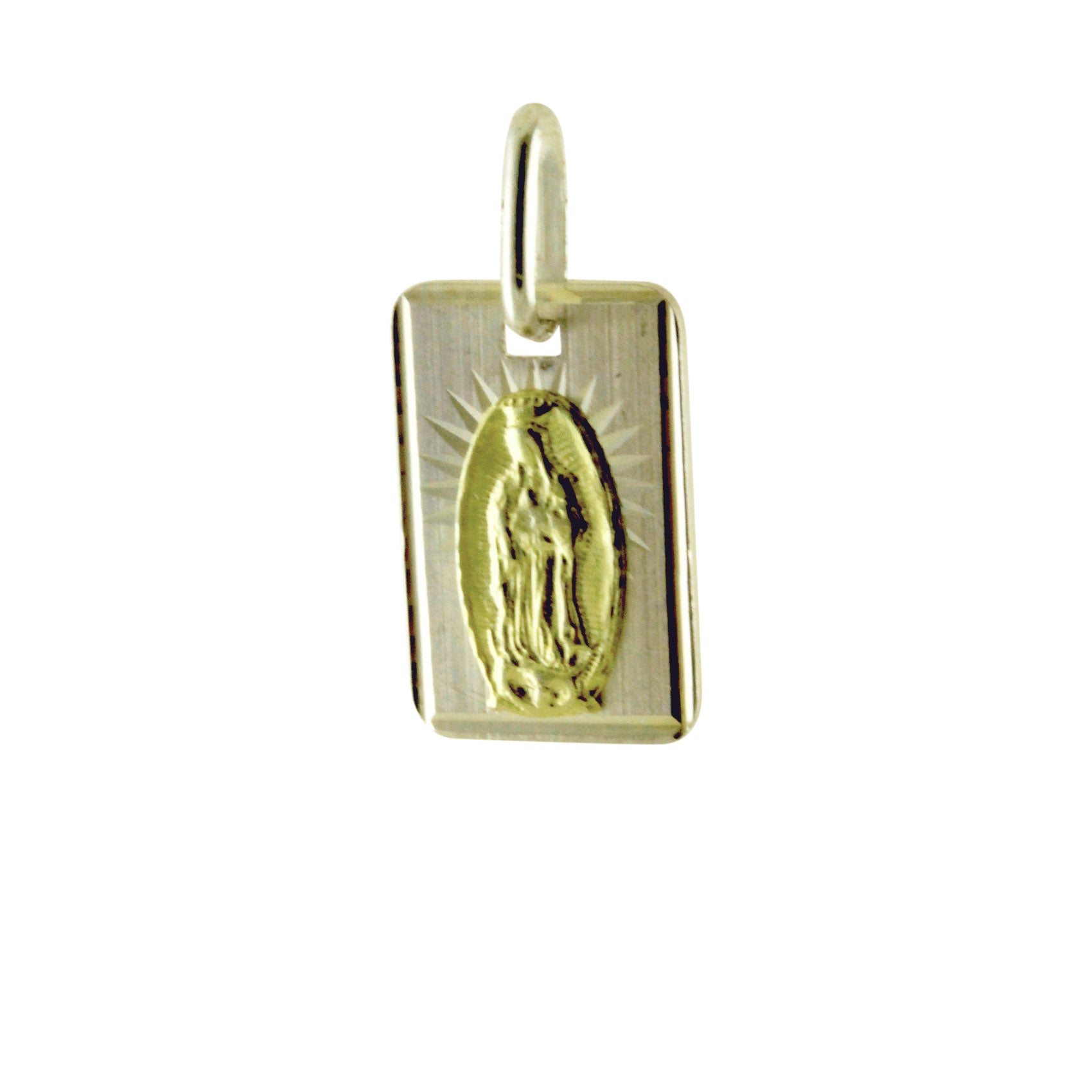 Sterling Silver Blessed Virgin Mary Guadalupe Medallion Pendant Necklace