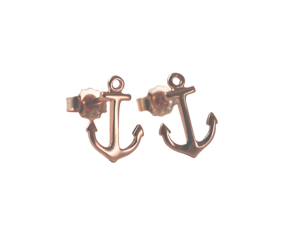 Sterling Silver Nautical Anchor Stud Earrings