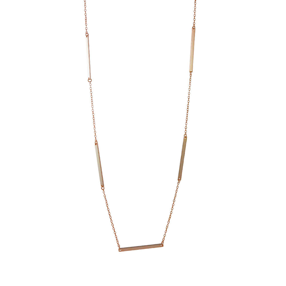 Rosy Bar Link Layering Necklace