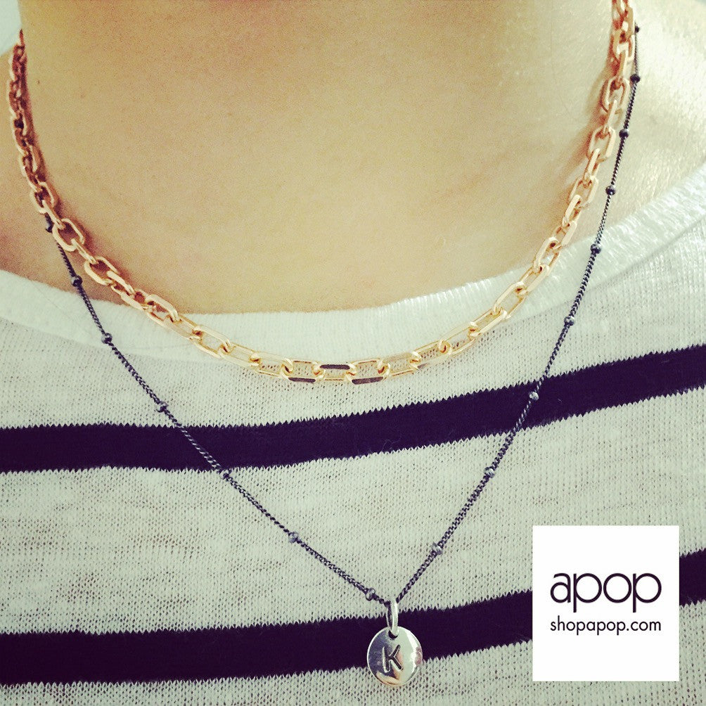 Rosy Square Link Chain Necklace