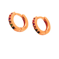 Sterling Silver MultiColor CZ Huggie Mini Hoops Earrings