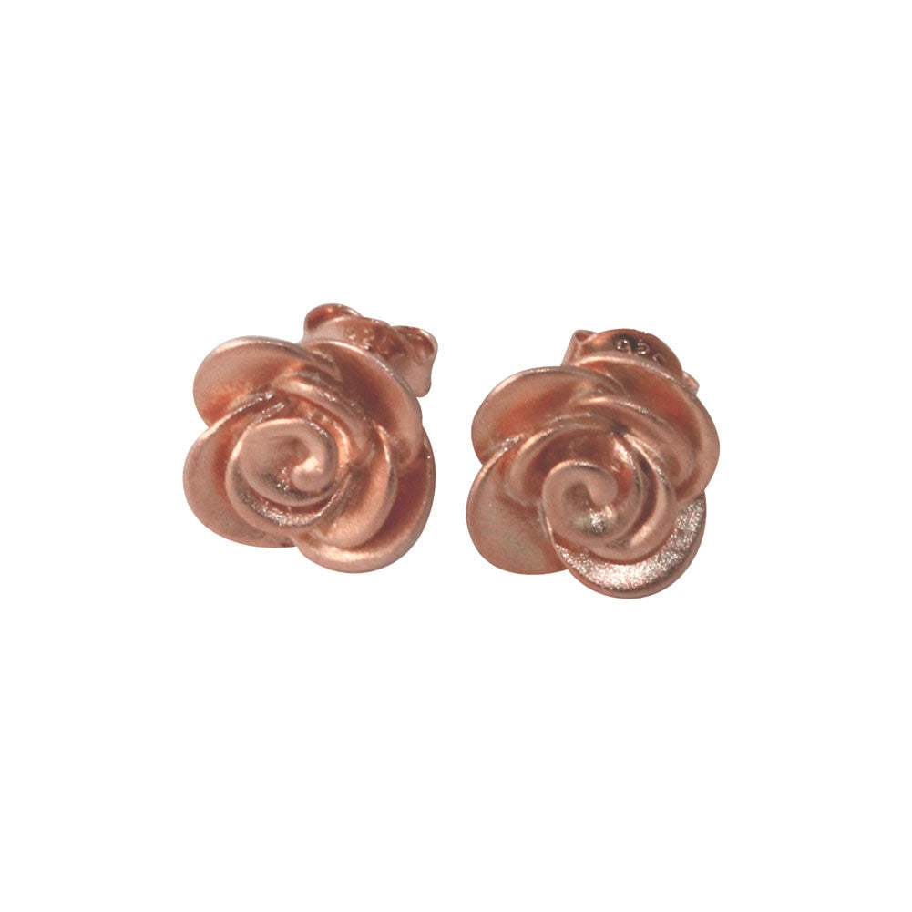 "Sincerely Satin" Rosy Flower Rose Stud Earrings Flower