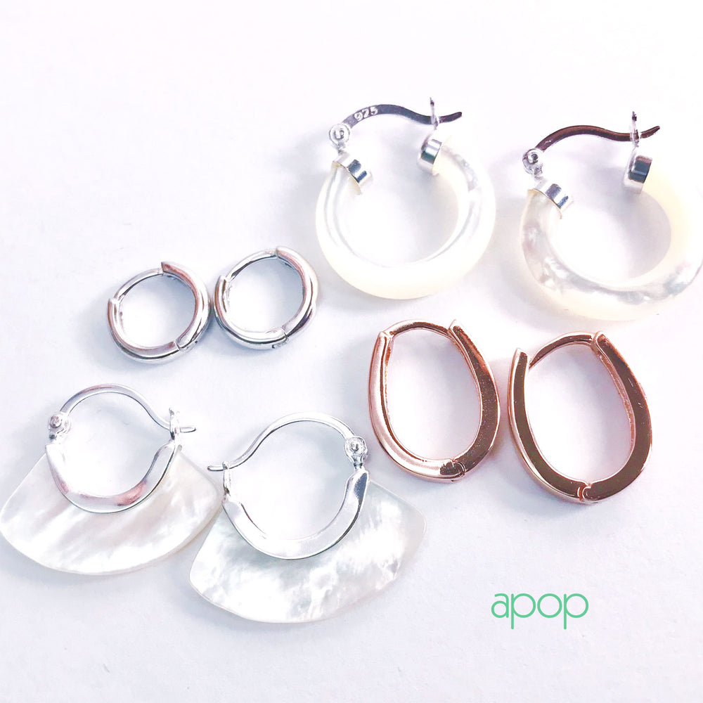 Sterling Silver Round Pearl Hoop Earrings
