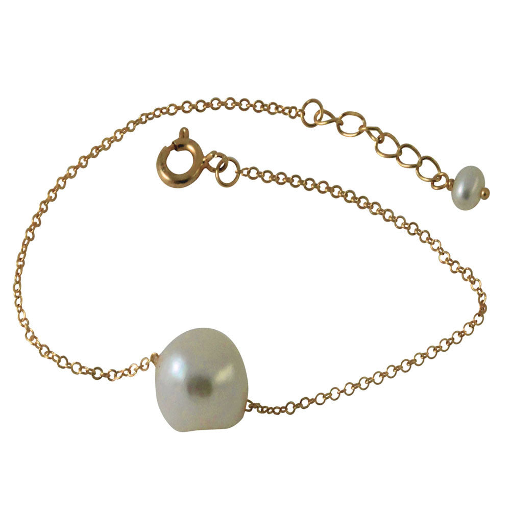 Rosy Natural "Baroque" Single Pearl Bracelet 7 inch