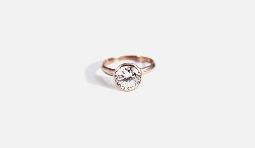 "Rosy Candy Rock" CZ Solitaire Ring