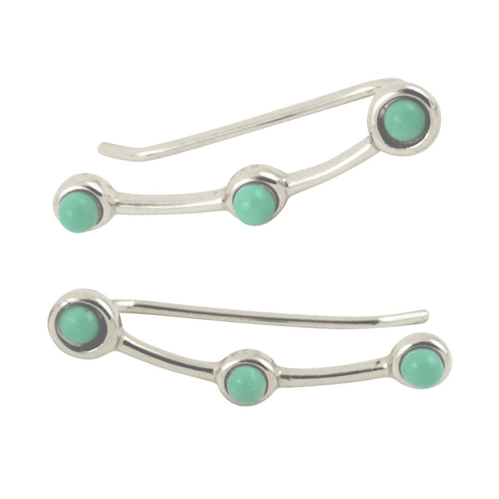 Sterling Silver Turkoise Blue Ear Pin Climber Earring