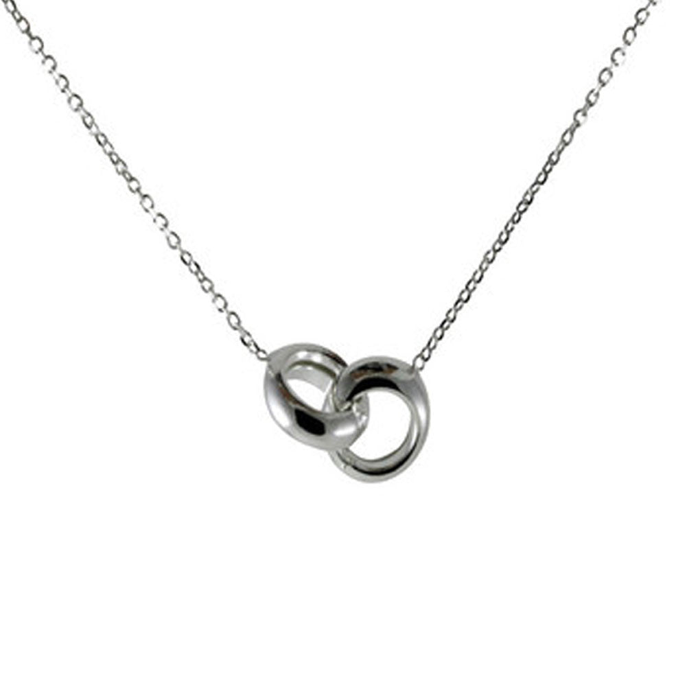 "Love Lock" Sterling Silver Interlocking Rings Pendant Necklace