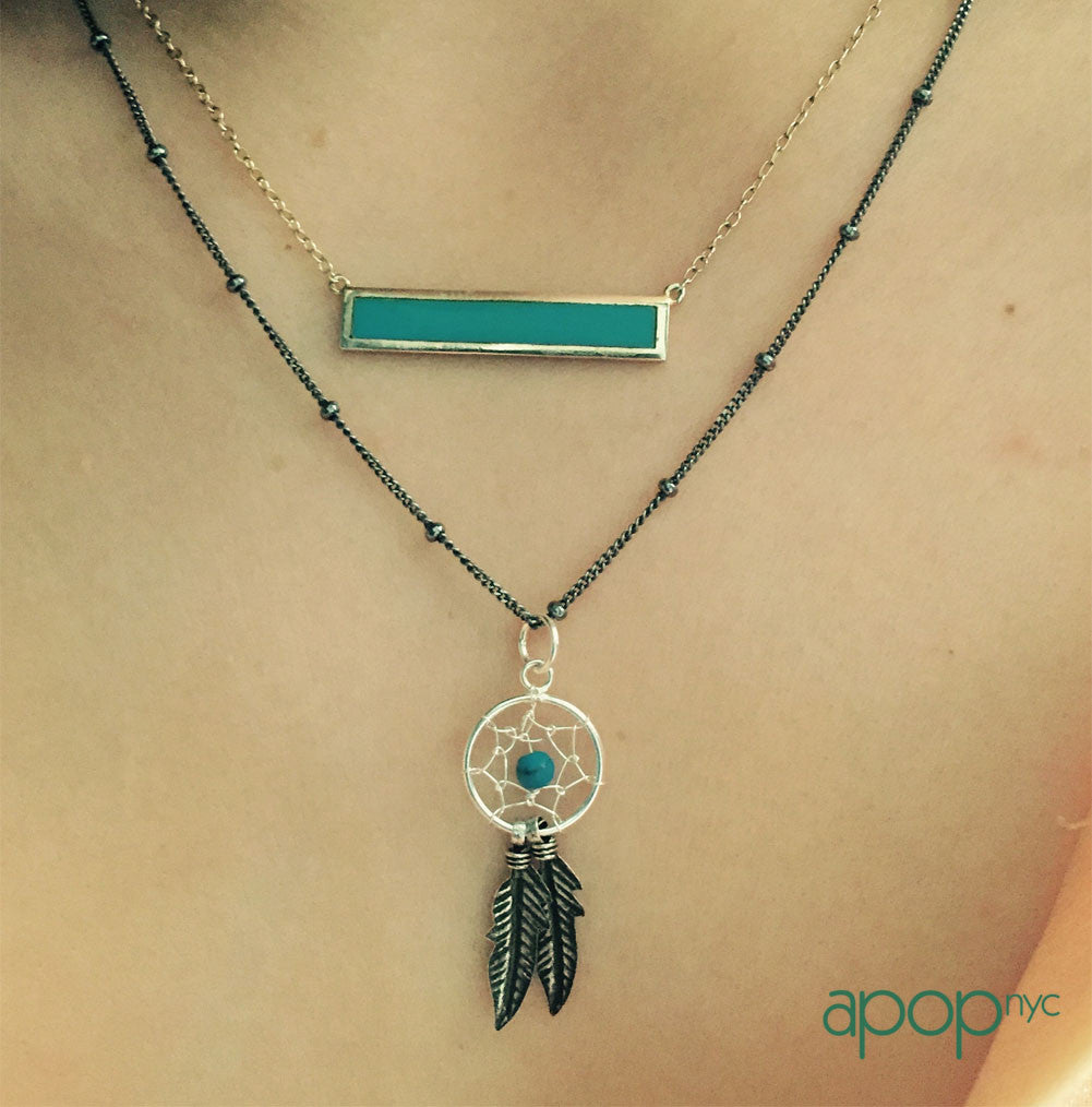 "Turkoise" Sterling Silver DreamCatcher Necklace