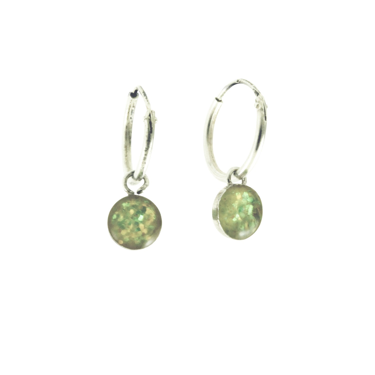 Sterling Silver Hoop & Enamel Dangle Earrings