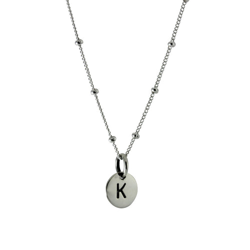 Sterling Silver Alphabet Initial Disc Charm Pendant Necklace