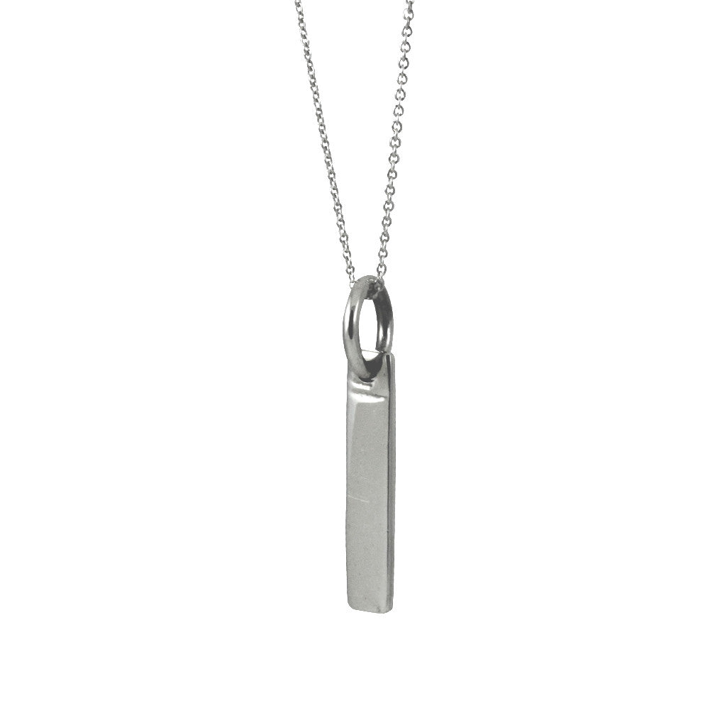 Engrave Sterling Classic Long Bar Pendant Necklace