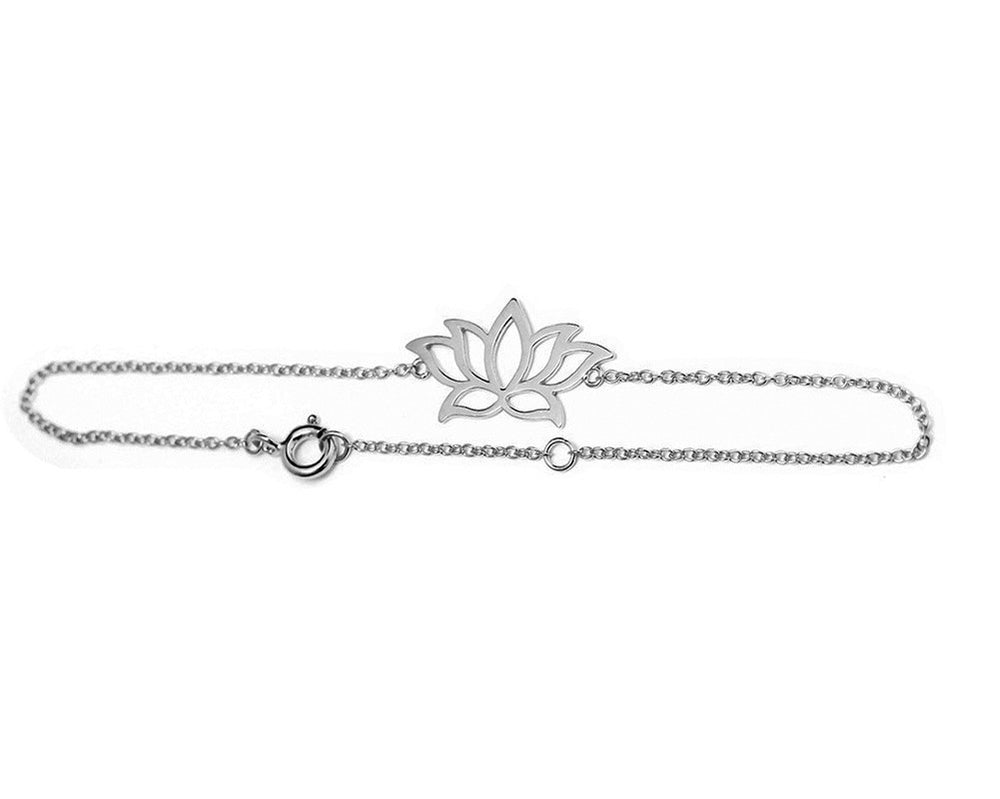 Buy Silver Bracelet with Gold Plated Lotus Design Online - Unniyarcha