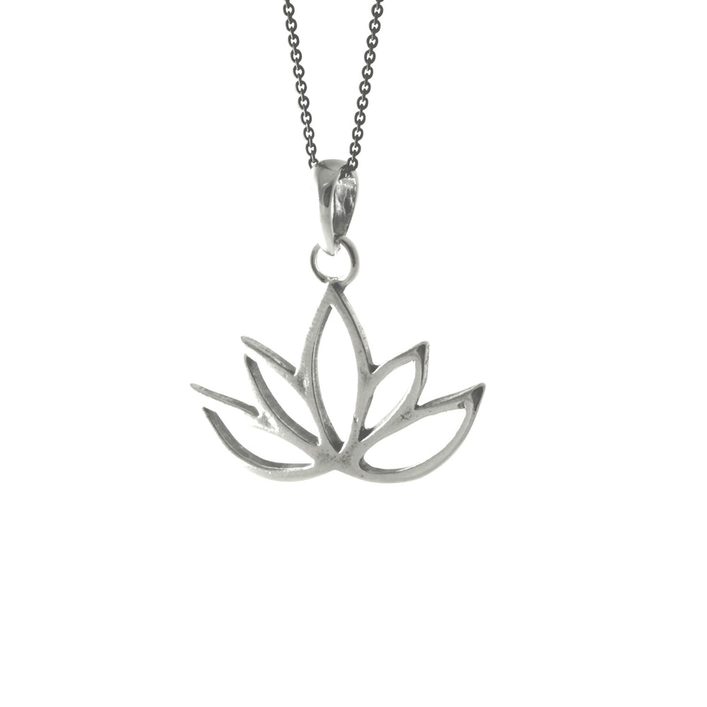 Sterling Silver Blooming Lotus Pendant Necklace