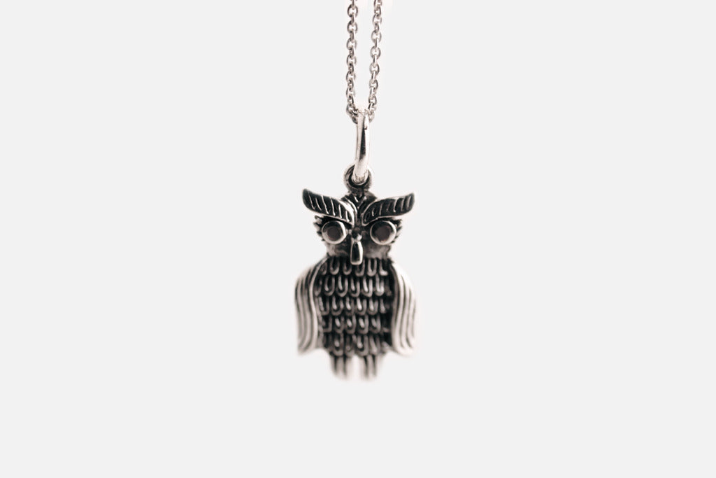 Sterling Silver Wise Owl Charm Necklace