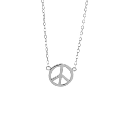 Sterling Silver Mini Peace Charm Necklace 16 inch