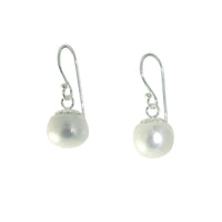Sterling Silver Pearl Round Drop Earrings