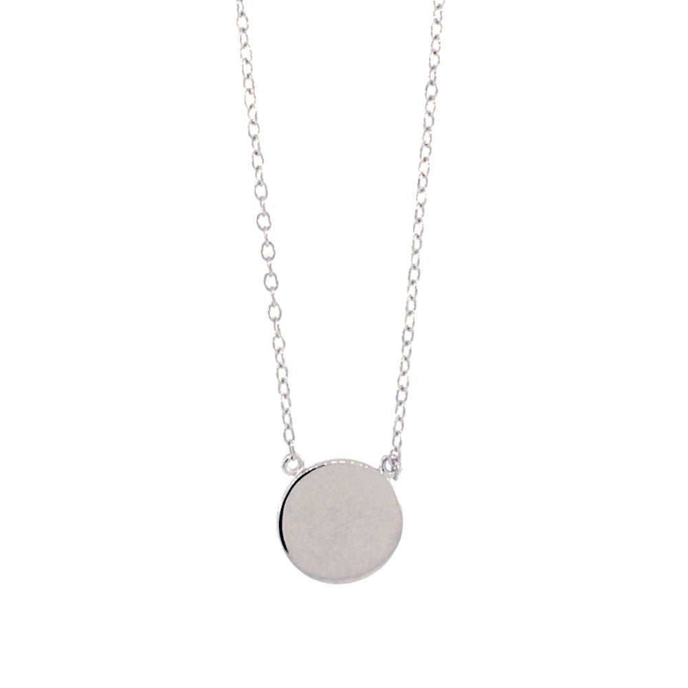 Sterling Silver Round Disc Pendant Necklace